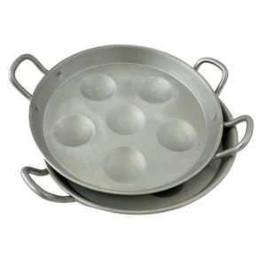 2 Vintage Escargot Plate French Aluminum Pur Tournus Unis Handled c1970's